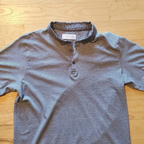 DENIM & Flower Ricky Singh White Blue Denim Polo Shirt Top Men's Large - Picture 3 of 4